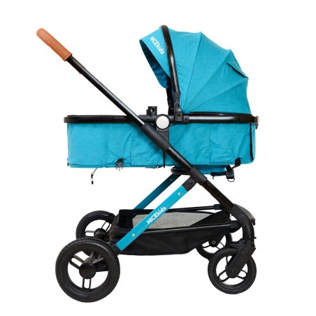 Wózek wielofunkcyjny NICEkids dla dzieci lekki 3w1 spacerówka + gondola seledynowo czarny