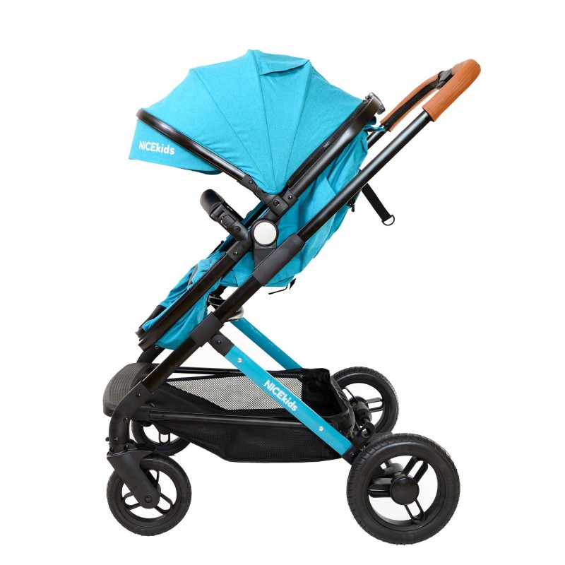 Wózek wielofunkcyjny NICEkids dla dzieci lekki 3w1 spacerówka + gondola seledynowo czarny