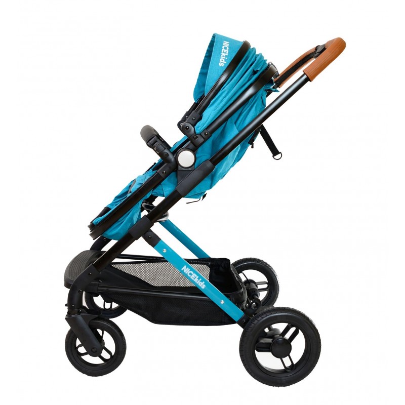 Wózek wielofunkcyjny NICEkids dla dzieci lekki 3w1 spacerówka + gondola seledynowo czarny