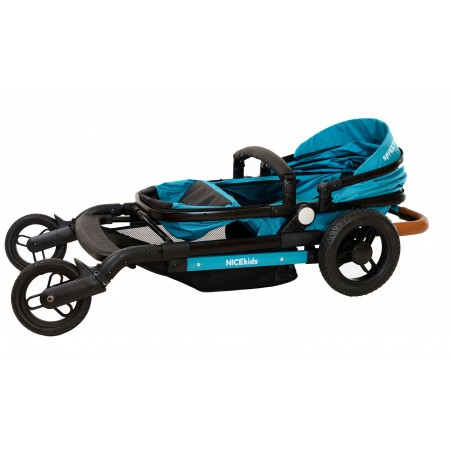 Wózek wielofunkcyjny NICEkids dla dzieci lekki 3w1 spacerówka + gondola seledynowo czarny