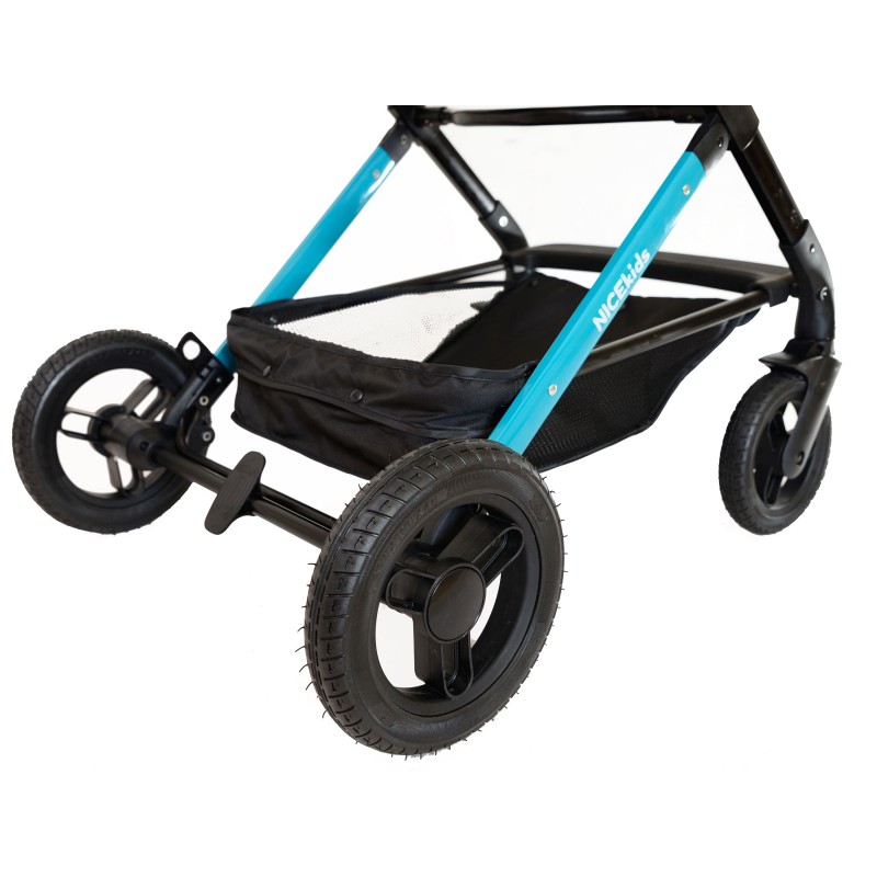 Wózek wielofunkcyjny NICEkids dla dzieci lekki 3w1 spacerówka + gondola seledynowo czarny