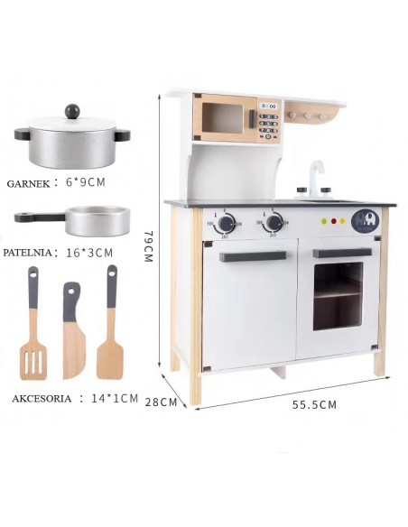 Duża Drewniana kuchnia z akcesoriami