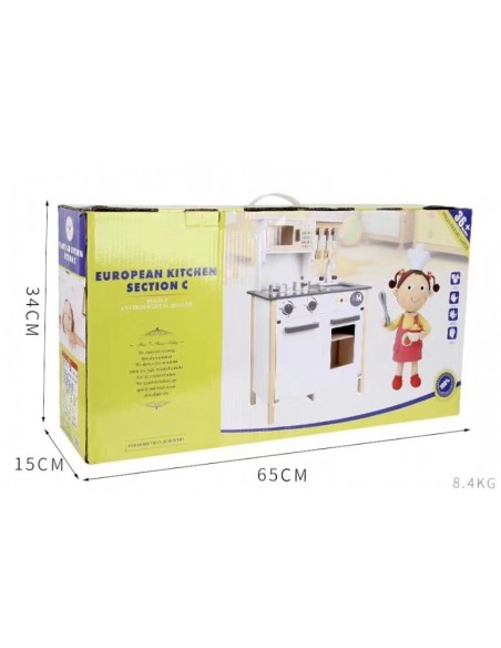 Duża Drewniana kuchnia z akcesoriami