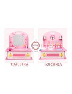 Drewniana toaletka kuchnia dla dziewczynki 2w1 2