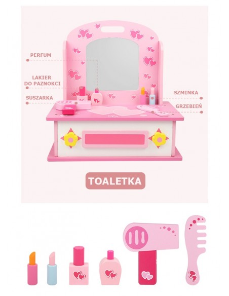 Drewniana toaletka kuchnia dla dziewczynki 2w1