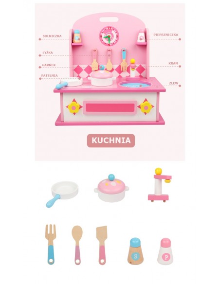 Drewniana toaletka kuchnia dla dziewczynki 2w1