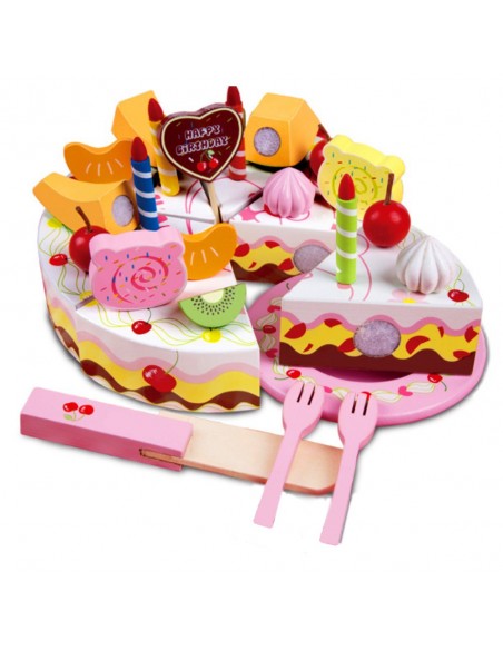 Drewniany tort urodzinowy z melodią happy birthday