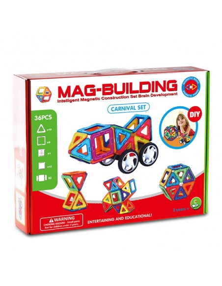 Klocki magnetyczne 3D konstrukcyjne zestaw 36 elementów