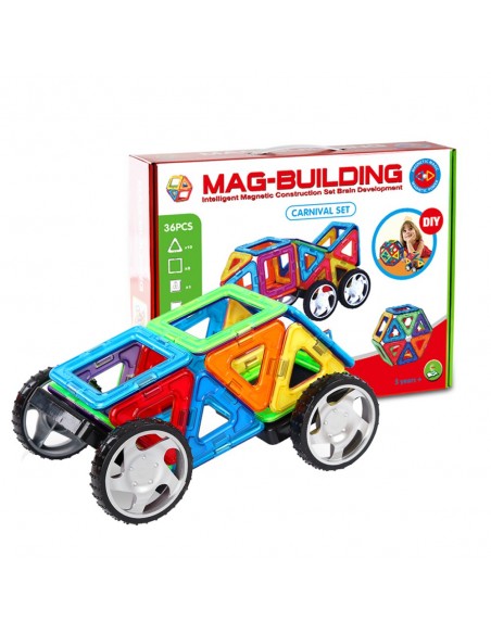 Klocki magnetyczne 3D konstrukcyjne zestaw 36 elementów