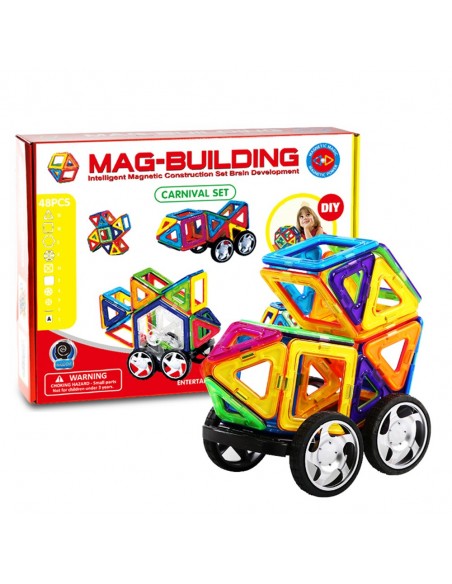 Klocki magnetyczne 3D konstrukcyjne zestaw 48 elementów