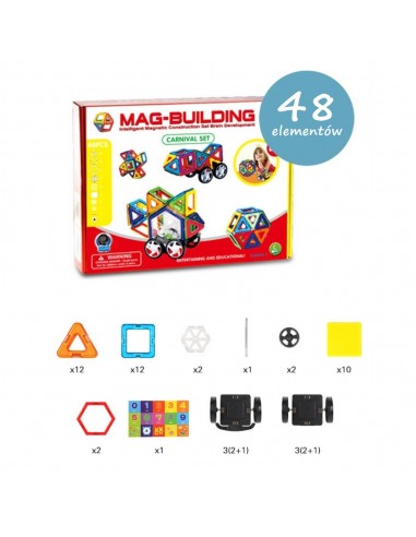Klocki magnetyczne 3D konstrukcyjne zestaw 48 elementów
