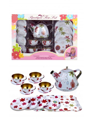 Zestaw herbatka  metalowe dla dzieci naczynia białe