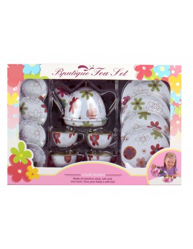 Zestaw herbatka  metalowe dla dzieci naczynia białe