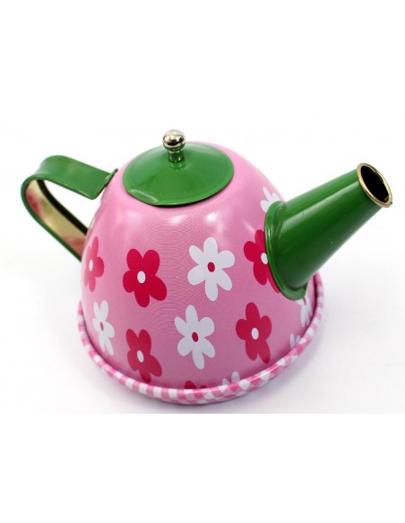 Zestaw herbatka  metalowe dla dzieci naczynia różowe