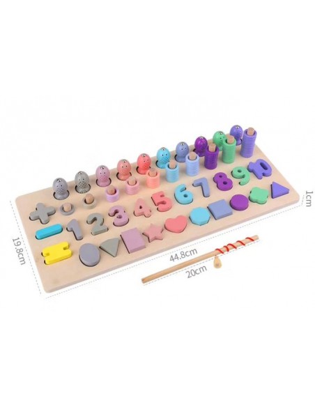 Rybki łowienie nakładanka kształty cyfry pastelowe 4w1