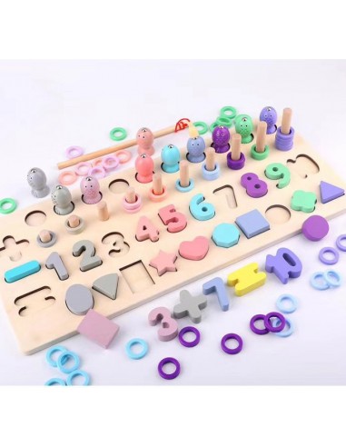 Rybki łowienie nakładanka kształty cyfry pastelowe 4w1