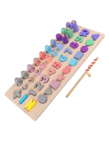 Rybki łowienie nakładanka kształty cyfry pastelowe 4w1