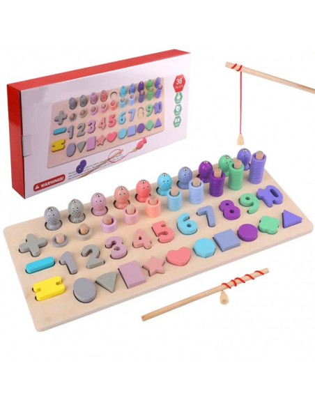 Rybki łowienie nakładanka kształty cyfry pastelowe 4w1