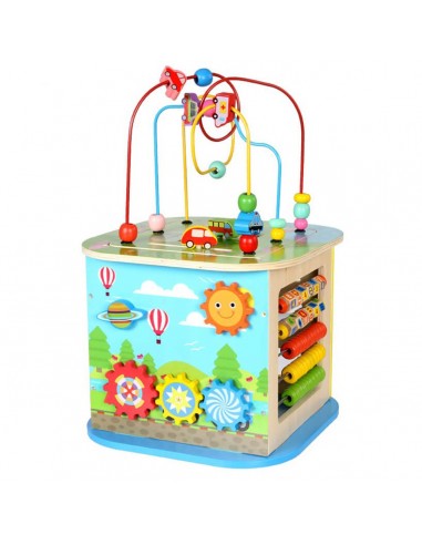 Drewniana kostka edukacyjna z labiryntem