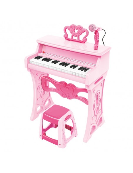 Elektroniczne Pianinko różowe z mikrofonem 