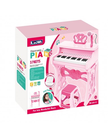 Elektroniczne Pianinko różowe z mikrofonem 