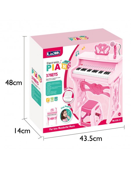 Elektroniczne Pianinko różowe z mikrofonem 