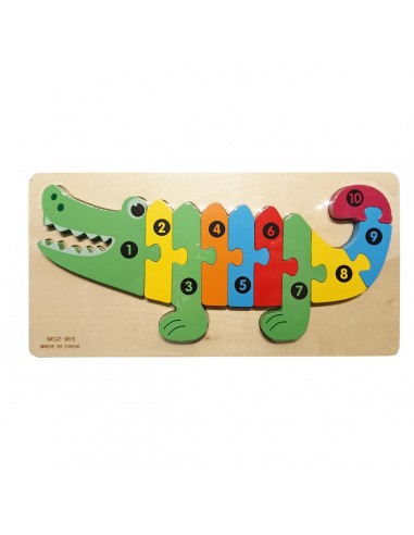 Drewniana układanka cyfry krokodyl