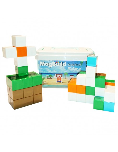 Klocki magnetyczne sześcienne 60 sztuk sandy beach