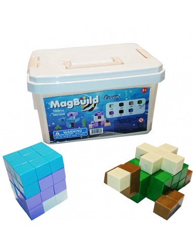 Klocki magnetyczne sześcienne 100 sztuk ocean