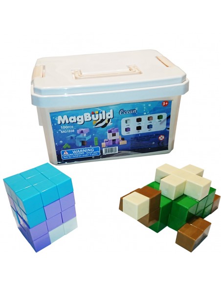 Klocki magnetyczne sześcienne 100 sztuk ocean
