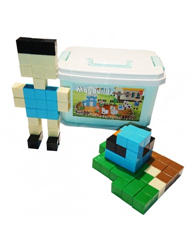 Klocki magnetyczne sześcienne 200 sztuk happy farm