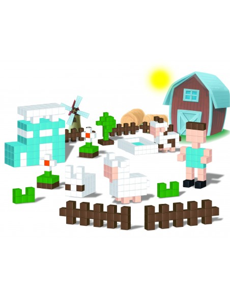 Klocki magnetyczne sześcienne 200 sztuk happy farm