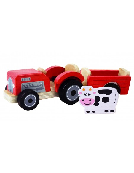 Drewniany Traktor z przyczepą