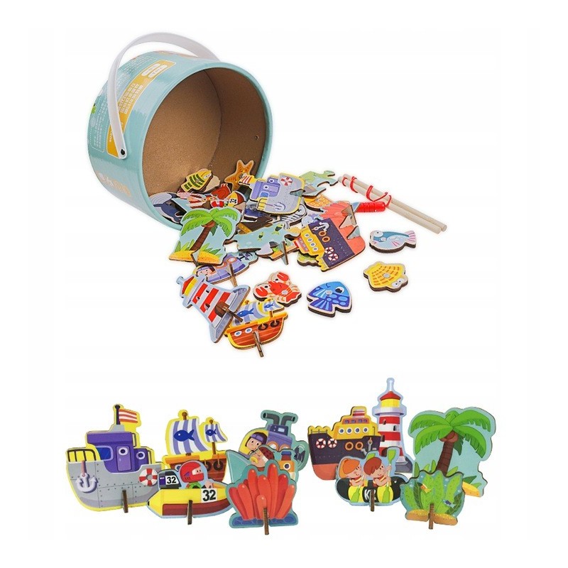 Rybki do łowienia + puzzle w wiaderku
