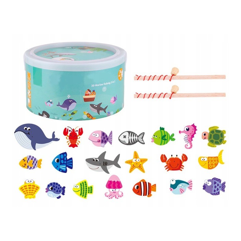 Rybki do łowienia + puzzle w wiaderku