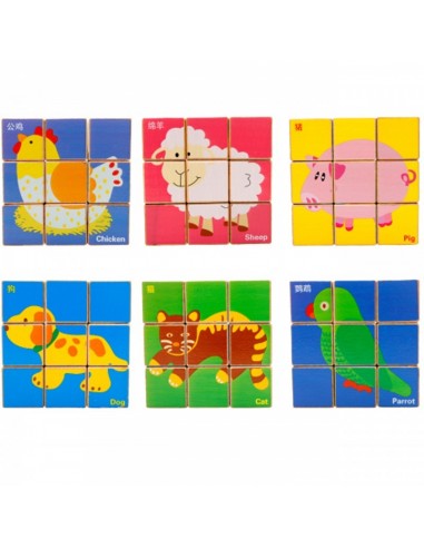 Klocki sześcienne farma 9 el.