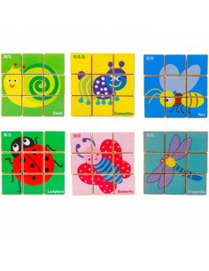 Klocki sześcienne owady 9 el. 2