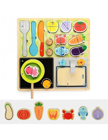 Drewniana kuchnia płaska z akcesoriami