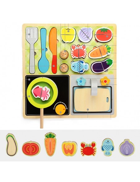 Drewniana kuchnia płaska z akcesoriami