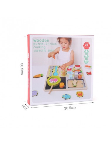 Drewniana kuchnia płaska z akcesoriami