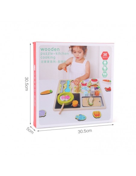 Drewniana kuchnia płaska z akcesoriami