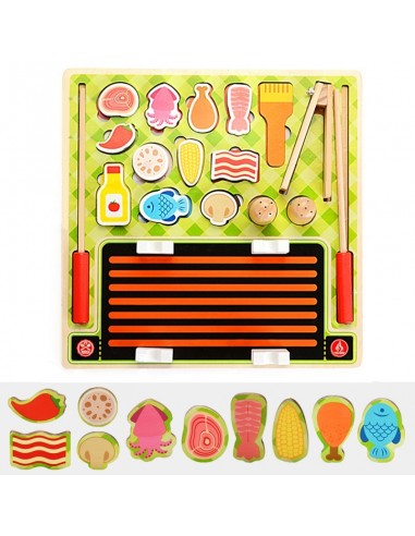 Drewniany grill płaski z akcesoriami