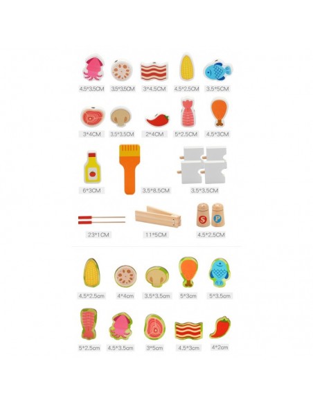 Drewniany grill płaski z akcesoriami