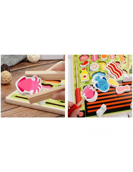 Drewniany grill płaski z akcesoriami