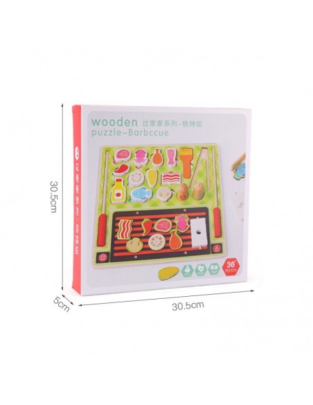 Drewniany grill płaski z akcesoriami