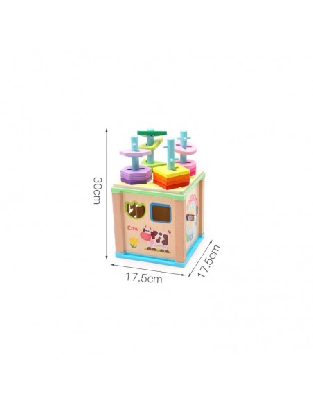 Duża drewniana kostka edukacyjna 5w1 labirynt