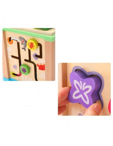 Duża drewniana kostka edukacyjna 5w1 labirynt