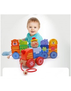 Duży pociąg drewniany zoo 2