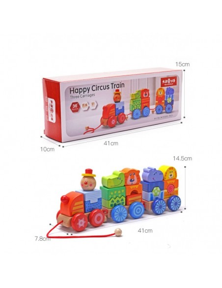 Duży pociąg drewniany zoo