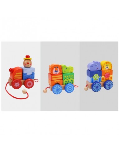 Duży pociąg drewniany zoo